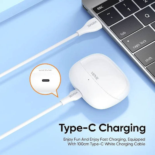 Vidvie BT884ANC Earbud Bluetooth Handsfree Headphones with Charging Case White view 4