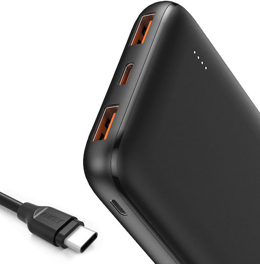 Aukey PB-N73s Power Bank 10000mAh 20W with 2 USB-A Ports and USB-C Port Power Delivery / Quick Charge 3.0 Black vista 2