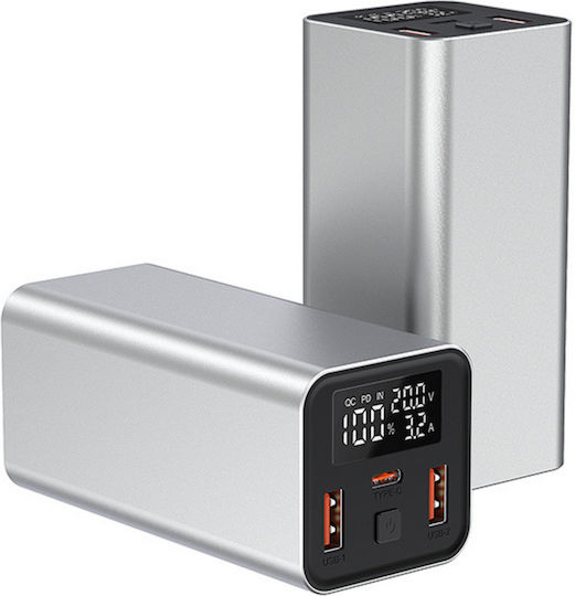 Voltres Power Bank 20000mAh 65W with 2 USB-A Ports and USB-C Power Delivery / Quick Charge 3.0 Silver view 2