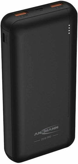 Ansmann PB320PD Power Bank 20000mAh 20W with 2 USB-A Ports and USB-C Port Power Delivery / Quick Charge 3.0 Black