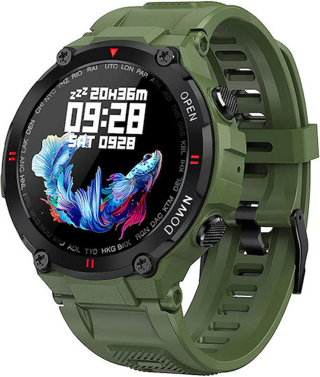 Smartwatch Idealstore Military Watch High-quality Material 7 Sports Modes Pedometer Reminder Full Touch Waterproof Health Monitoring Call Rejection Khaki Color view 1