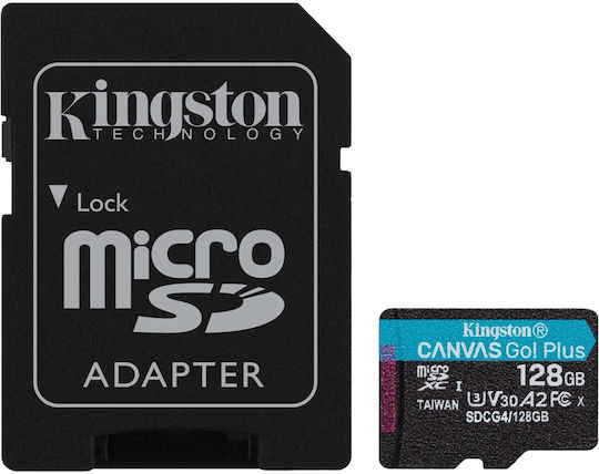 Kingston Canvas Go Plus microSDXC 128GB U3 V30 A2 UHS-I 200MB/s with Adapter