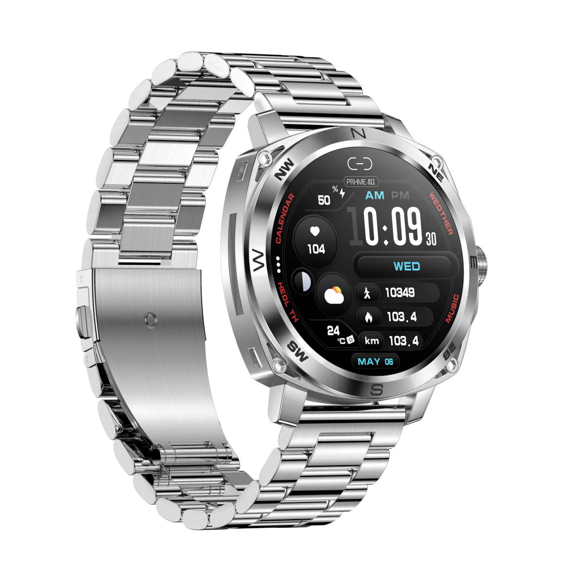 RisenFiT Aluminium Smartwatch with Heart Rate Monitor (Silver) view 5