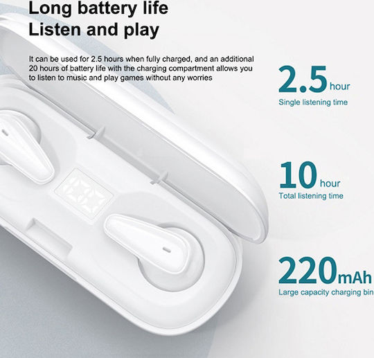 WK V10 In-ear Bluetooth Handsfree Earphones with Charging Case White view 2