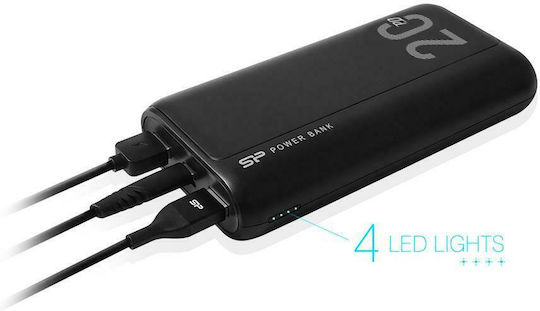 Silicon Power QS15 Power Bank 20000mAh with 2 USB-A Ports and USB-C Port Power Delivery / Quick Charge 3.0 Black view 4