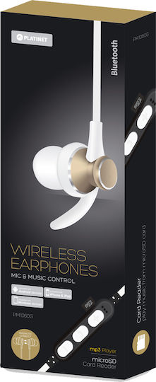 Platinet PM1060 In-ear Bluetooth Handsfree Earphones with Sweat Resistance Gold vista 3
