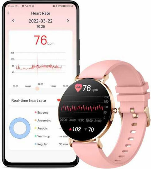 Manta Stainless Steel Smartwatch with Heart Rate Monitor (Pink) view 8