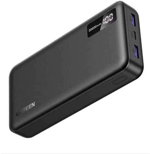 Ugreen PB312 Power Bank 20000mAh 20W with 2 USB-A Ports and USB-C Port Black
