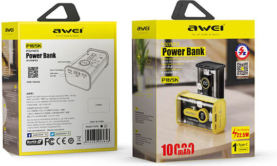 Awei P165K Power Bank 10000mAh 22.5W with USB-A Port and USB-C Port Power Delivery Black view 5