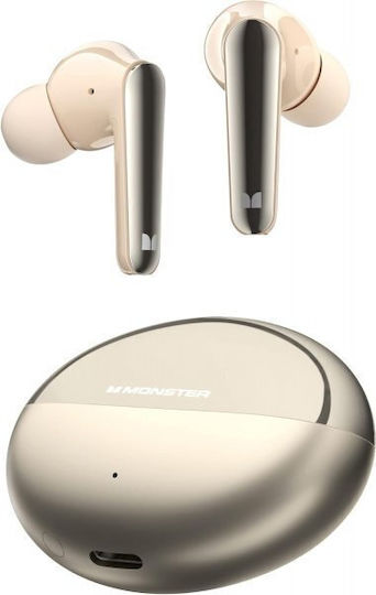 Monster N-Lite 203 In-ear Bluetooth Handsfree Earphones with Sweat Resistance and Charging Case Gold