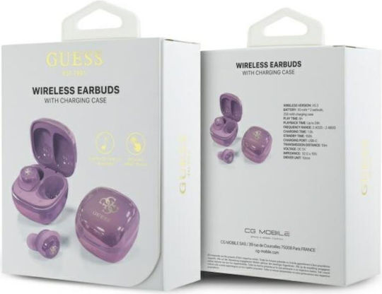 Guess 4G Logo Mini In-ear Bluetooth Handsfree Earphones with Charging Case Purple Ansicht 4