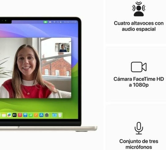 Apple MacBook Air 13" (2024) 13.6" Retina Display (M3-8-core/16GB/256GB SSD) Starlight (ES Keyboard) vue 6