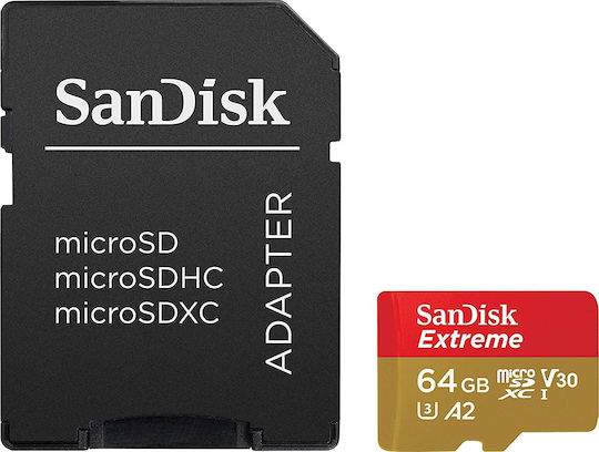 Sandisk Extreme microSDXC 64GB Class 10 U3 V30 A2 UHS-I view 3