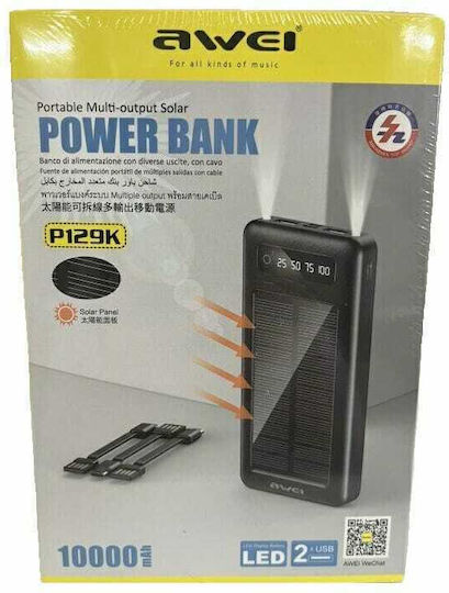 Awei P129K Solar Power Bank 10000mAh with 2 USB-A Ports Black vue 2