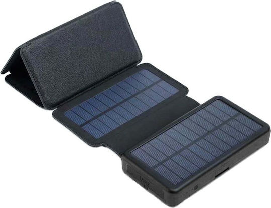 PowerNeed ES20000B Solar Power Bank 20000mAh with 2 USB-A Ports Black