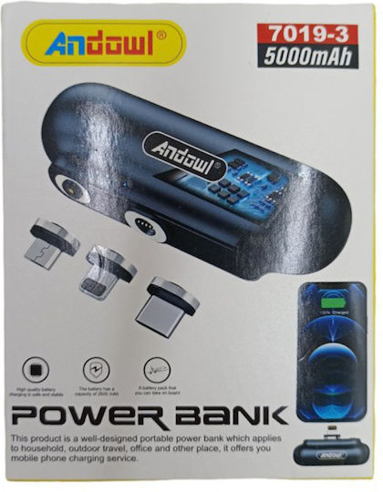 Andowl Mini 7019-3 Power Bank 5000mAh Black view 2