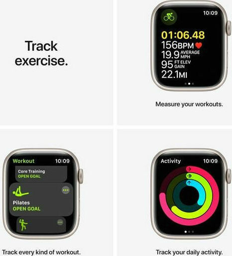 Apple Watch Series 7 Aluminium 45mm Waterproof with Heart Rate Monitor (Starlight) view 6