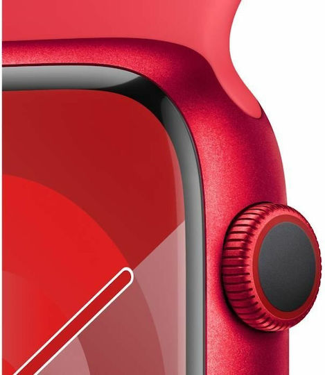 Apple Watch Series 9 Cellular Aluminium 45mm Waterproof with eSIM and Heart Rate Monitor ((PRODUCT)RED Sport Band (M/L)) view 6