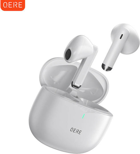 Qere E28 Earbud Bluetooth Handsfree Earphones with Sweat Resistance and Charging Case White view 2