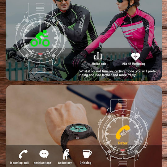 Microwear MC21 Smartwatch with Heart Rate Monitor (Black Case / Black Silicone Strap) vue 8