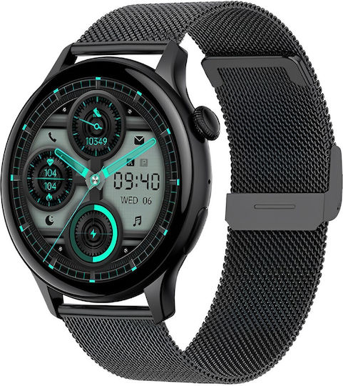 Smartwatch New Style Collection Idealstore 1.43 Inch Hd Amoled Display Bluetooth Call Message Handling Nfc Heart Rate Sleep Monitoring Voice Assistant Built-in Speaker Microphone Ip67 Android-ios Long Battery Black Metal Edition