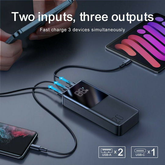 Joyroom JR-QP192 Power Bank 20000mAh 22.5W with 2 USB-A Ports and USB-C Port Black vista 4