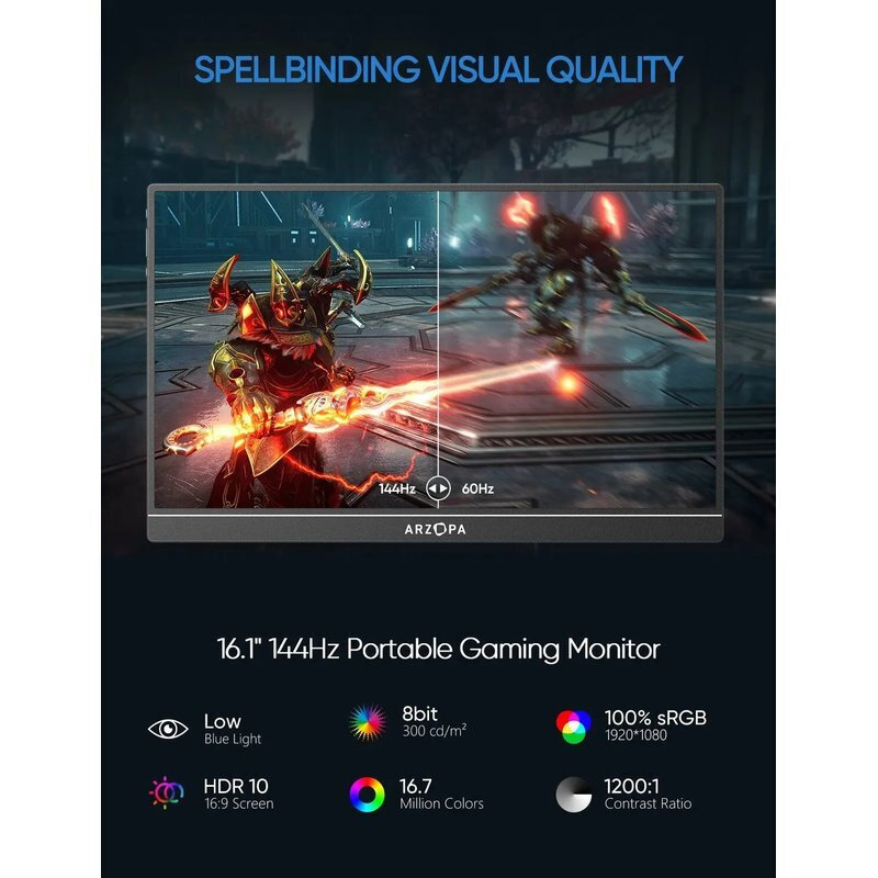 Arzopa G1 Game IPS Portable Monitor 16.1" FHD 1920x1080 144Hz view 2