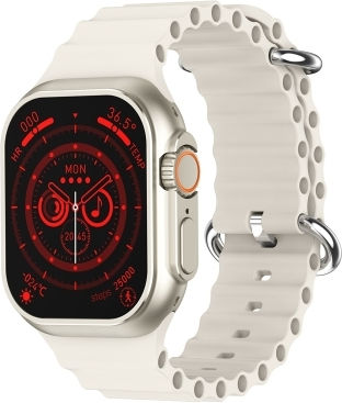 W800 Ultra 2.02 Inch Color Screen Smart Watch Support Heart Rate Monitoring Blood Pressure Monitoring White view 1