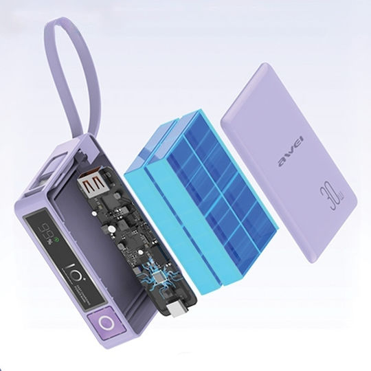 Awei P87K Power Bank 10000mAh 30W with USB-A Port and USB-C Port Black view 6