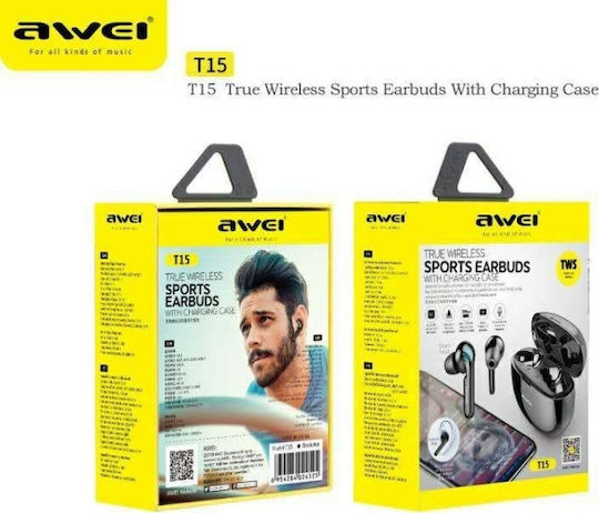 Awei T15 In-ear Bluetooth Handsfree Earphones with Charging Case Black view 4