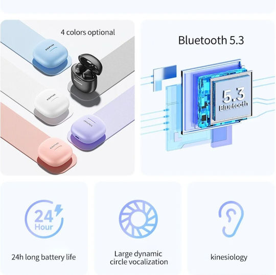 Awei T68 Earbud Bluetooth Handsfree Earphones with Charging Case Beige view 3