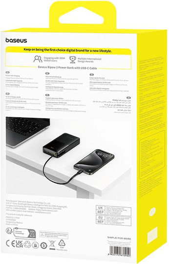 Baseus Bipow 2 Power Bank 20000mAh 20W with USB-A Port and USB-C Port Black view 2
