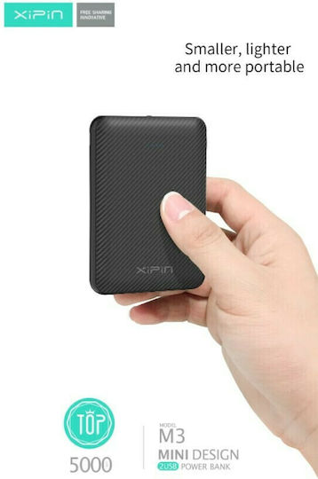 Xipin M3 Power Bank 5000mAh with 2 USB-A Ports Black view 2