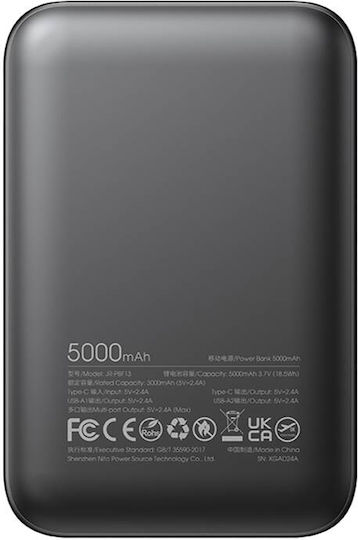 Joyroom JR-PBF13 Power Bank 5000mAh with 2 USB-A Ports and USB-C Port Black view 3
