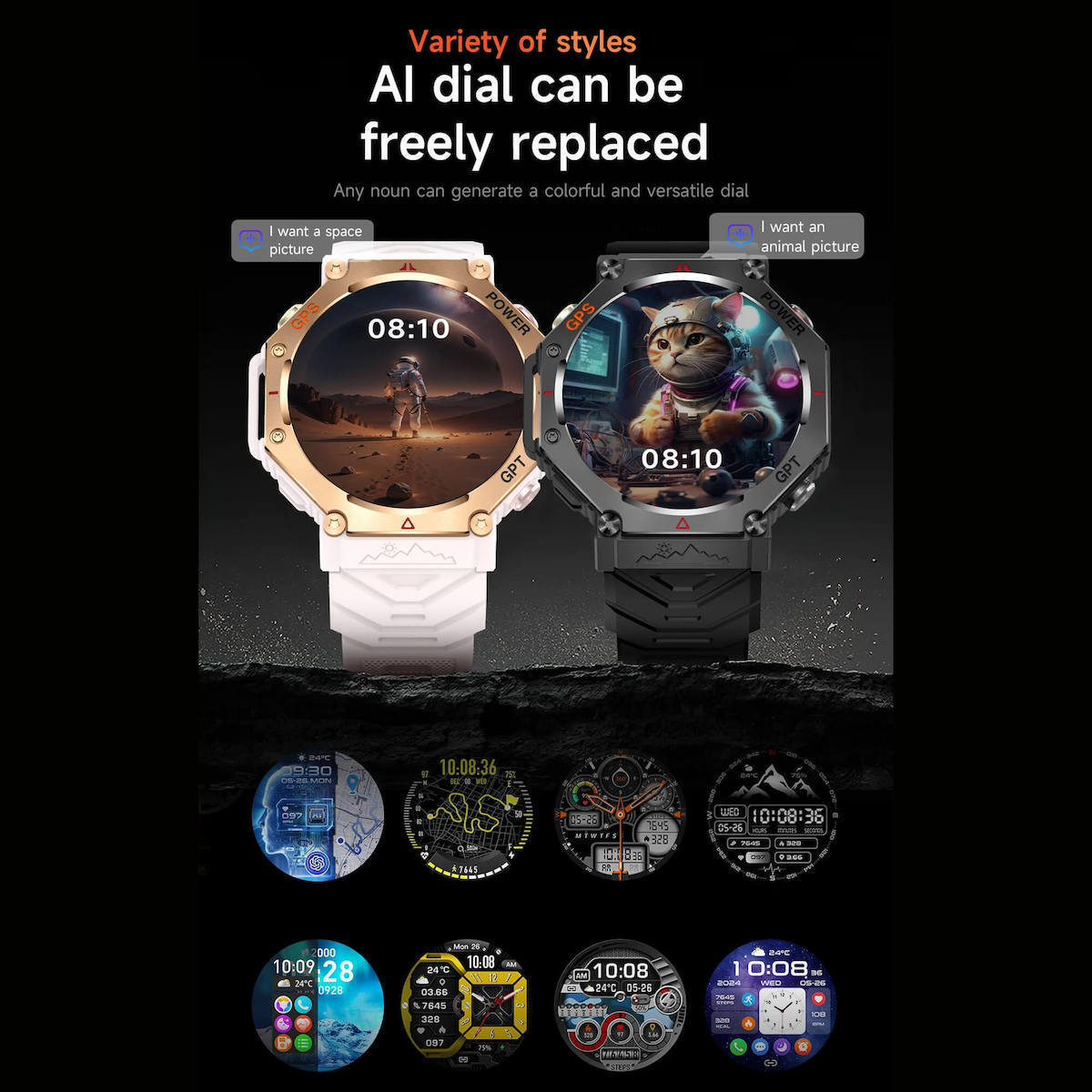 Microwear Kc91 Smartwatch Black Camo Silicone view 3