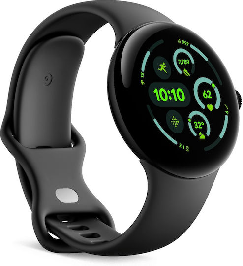 Google Pixel Watch 3 Aluminium 45mm Waterproof with Heart Rate Monitor (Matte Black Aluminum Case / Obsidian Active Band) view 3