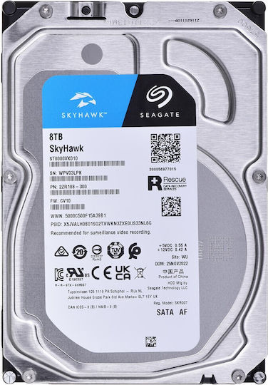 Seagate Skyhawk +Rescue 8TB HDD Hard Drive 3.5" SATA III with 256MB Cache for Desktop / Recorder ST8000VX010 vue 6