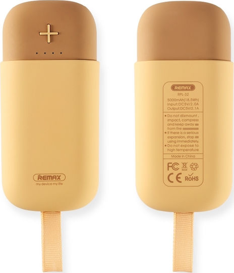 Remax Camaroon RPL-32 Power Bank 5000mAh 60W with 2 USB-A Ports Orange