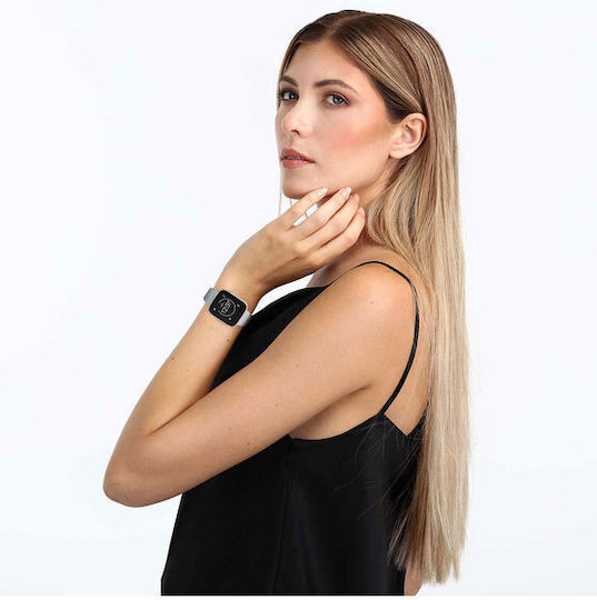 Morellato M-01 Stainless Steel Smartwatch with Heart Rate Monitor (Grey Leather Strap) view 2