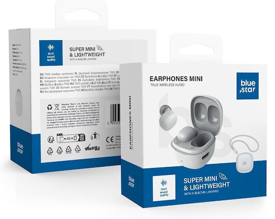Blue Star Mini A19 In-ear Bluetooth Handsfree Earphones with Charging Case White view 6