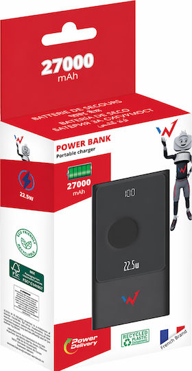 Wonder WX27D Power Bank 27000mAh 22.5W With 2 USB-A Output Ports And USB-C Output Port Power Delivery Black vue 2