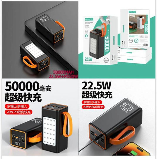 Sovo PD120 Power Bank 50000mAh 22.5W with 4 USB-A Ports and USB-C Port Black view 3