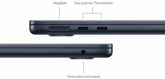 Apple MacBook Air 13" (2024) 13.6" Retina Display (M3-8-core/16GB/256GB SSD) Midnight (ES Keyboard) view 3