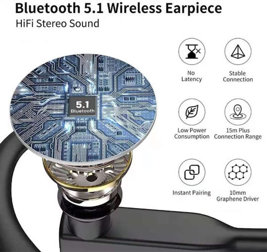 ΥΥΚ525 In-ear Bluetooth Handsfree Earphone with Charging Case Black view 6