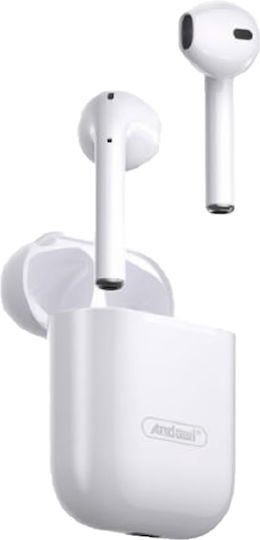 Andowl BQS12 In-ear Bluetooth Handsfree Earphones with Charging Case White view 1