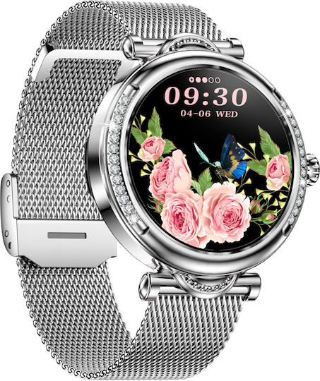 Luxstyle Smartwatch Idealstore Apple Bluetooth Hd Voice Sound Phone Agenda Lux-elegant Design 1.27" Hd Screen Oxygen Monitoring Blood Pressure Heart Rate Sleep Multi-sport Mode Custom Dial Ip67 Water Resistant Silver Metal Bracelet view 1
