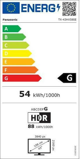 Panasonic Smart Television 43" 4K UHD LED TX-43HX580E HDR (2020) view 3
