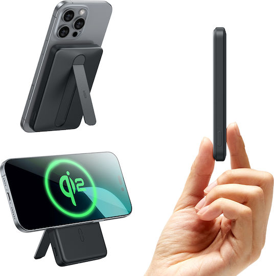 ESR Qi2 MagSlim Kickstand MagSafe Power Bank 5000mAh 15W Black view 2