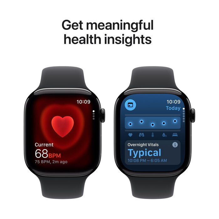 Apple Watch Series 11 Aluminium 42mm Waterproof with eSIM and Heart Rate Monitor (Jet Black Aluminium Case with Black Sport Band - S/M) view 5