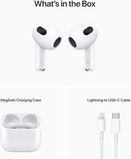 Apple AirPods (3rd generation) with MagSafe Charging Case Earbud Bluetooth Handsfree Earphones with Sweat Resistance and Charging Case White view 8